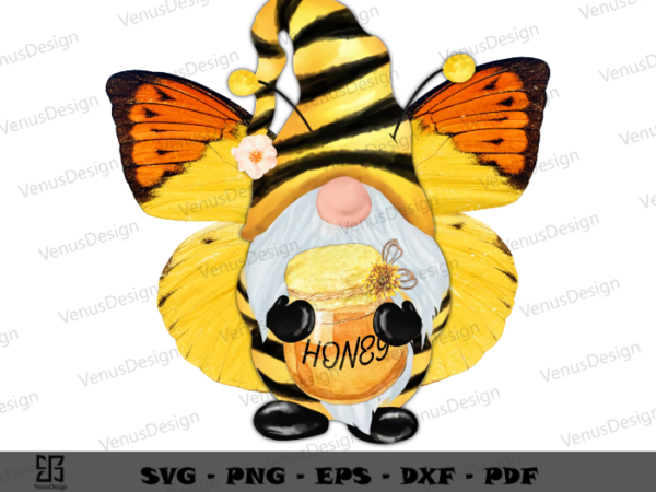 Cute bee gnome clipart sublimation files & bee day quote png files, bee yellow butterfly pattern cameo htv prints t shirt vector file