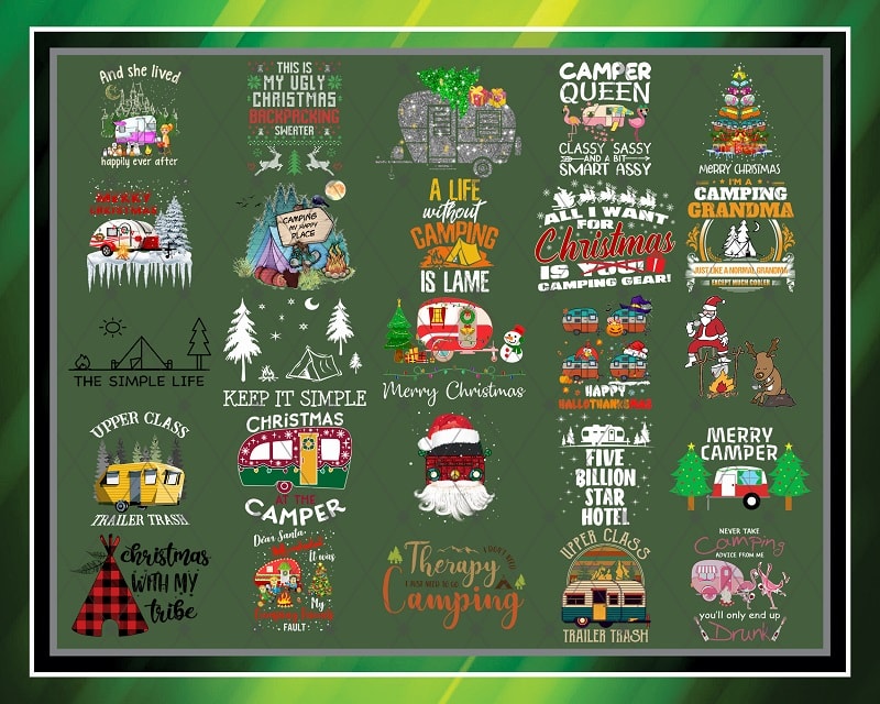 Bundle 50 Camping Christmas Png, Happy camper, Camping girl png, Camper Queen png , Christmas Camper, Christmas png, Design Download 883679934