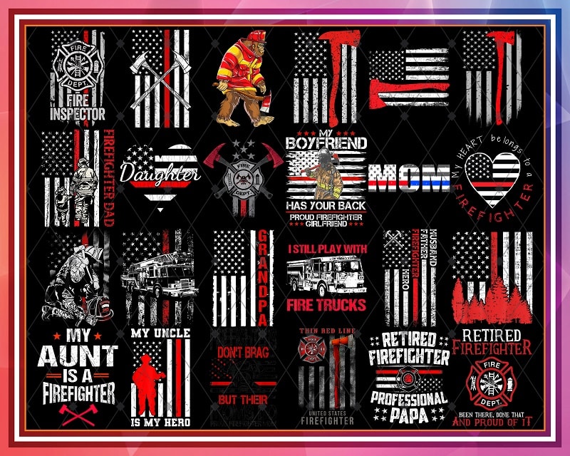 Bundle 48 Designs Firefighter Thin Red Line Png, Distressed Flag, Wife, Mom,bigfoot, Maltese Cross, Daddy, Back the Red, Vinyl, Digital PNG 911329156