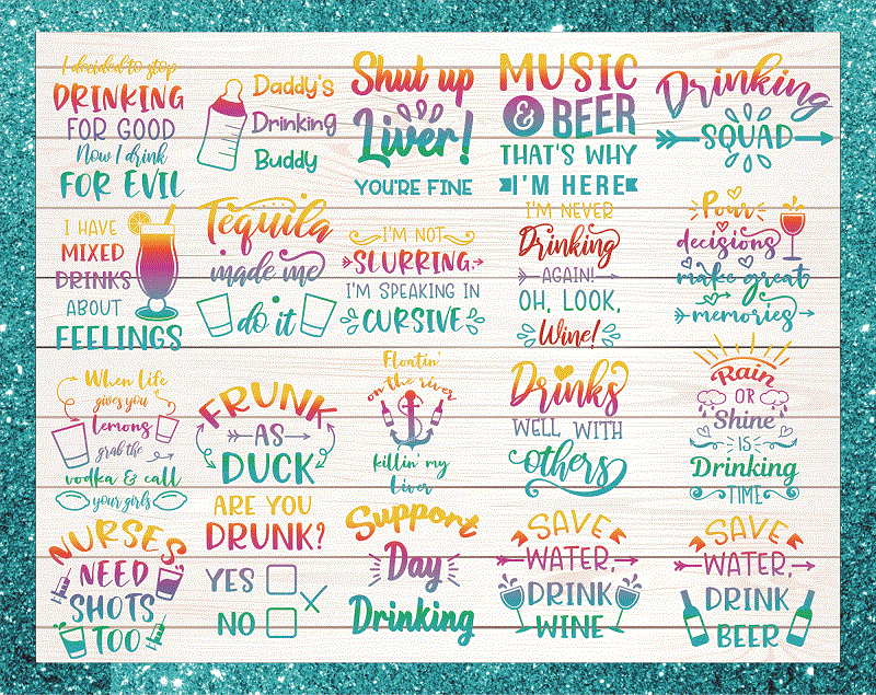 Bundle 26 Drinking Sayings, Drinking Quotes SVG, Drinking Clipart, Alcohol Sayings Sublimation, Party SVG Files, Drunk PNG, Digital download 854700726