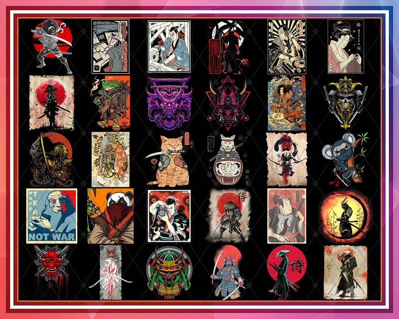 Combo 42 Designs Samurai Png, Samurai Bundle, Vintage Samurai Retro Png, Japan, Mask Demon Warrior Png digital PNG, Digital Download 925279227