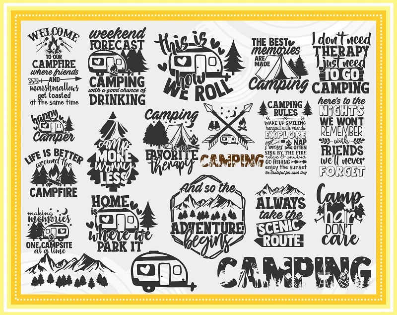 Camping SVG Bundle, Camp Life SVG Cut Files, Commercial Use,Instant Download, Summertime Adventure SVG Bundle,Printable Vector Prints 693608612