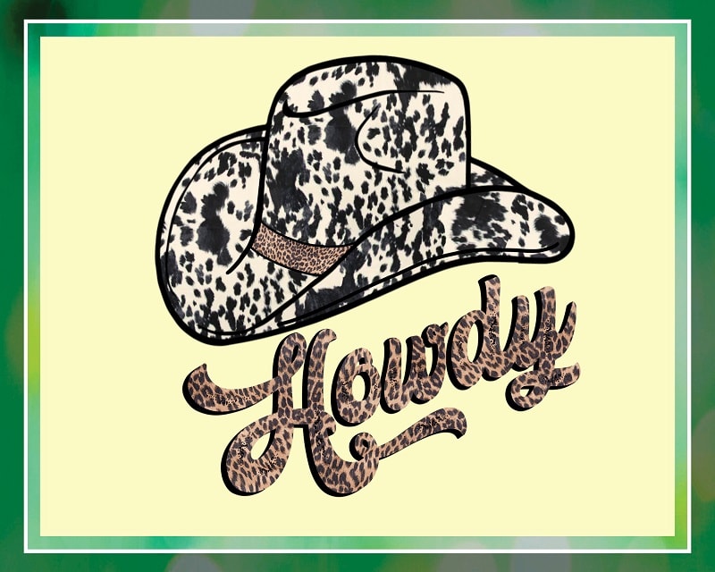 Cow and leopard cowboy hat Howdy Png DIGITAL FILE ONLY Instant Digital Download Southern western sublimation design 953097006