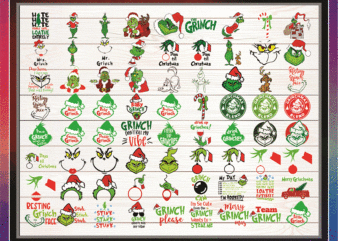 546 Christmas svg bundle, grinch svg, grinch face svg, grinch mask, grinch baby, santa, shirt, Cricut, cut file, hand holding ornament 906847237