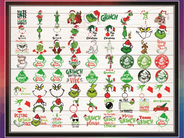 546 christmas svg bundle, grinch svg, grinch face svg, grinch mask, grinch baby, santa, shirt, cricut, cut file, hand holding ornament 906847237