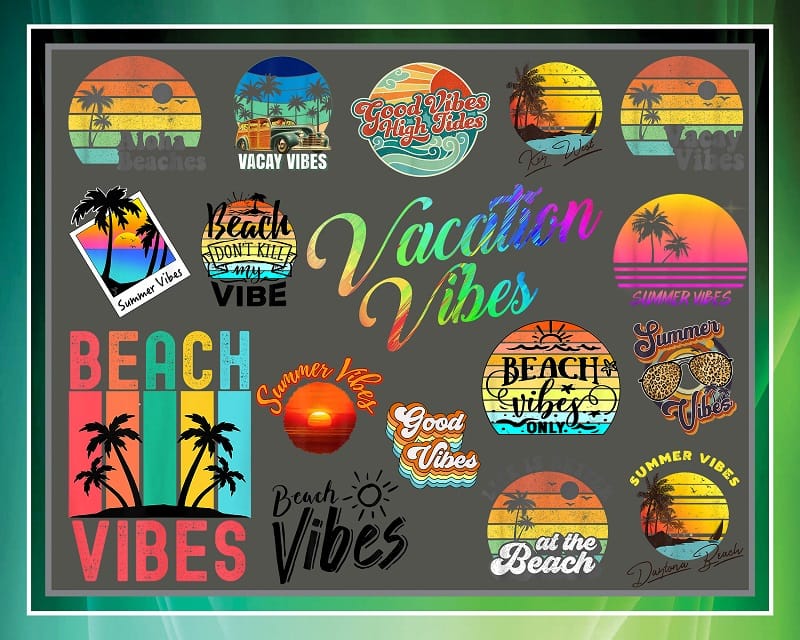 37 Summer Vacation Png Bundle, Summer Vibes Png, Vacay Vibes Png, Retro sunset png, Tropical png, Beach Vibes png, Sublimation file 977133030