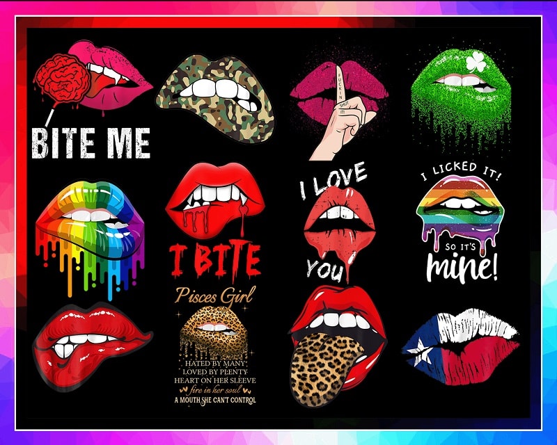 35 Designs Lips PNG, Kiss Lips Png, Dripping Lips, Leopard Lips, Sexy Biting Lips, Green Lips PNG, Colorful Lips, Digital Download 980018931