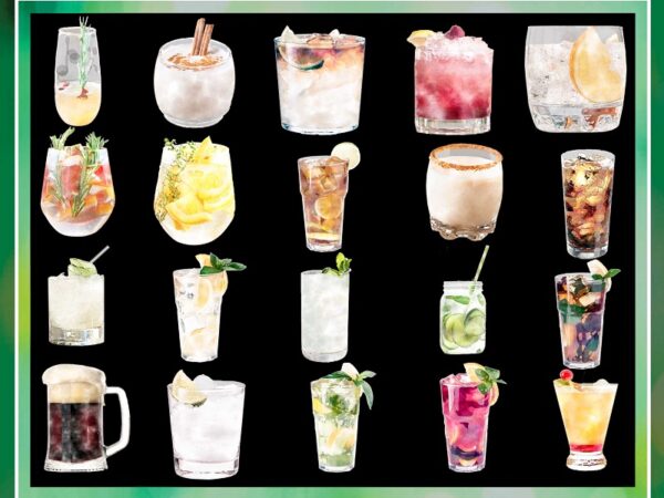100+ designs watercolor cocktail graphics png, cocktail clipart, signature cocktails, beverages, digital download 773851880