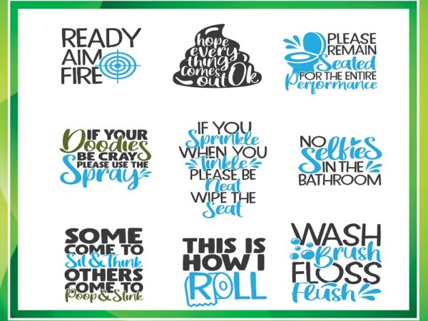 40 funny bathroom bundle, bathroom cut file, funny bathroom clipart, bathroom quotes, printable vector, commercial use, instant download 781868588