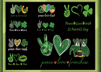 34 Peace Love St. Patrick’s Day PNG Bundle, Gnome Patricks Day PNG, St Patrick’s Day Png, Peace Love Png, Peace Love Clover Sublimation Png 967253285