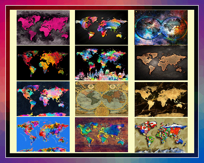 41 World Maps Multiple Styles, Straight Tapered, Template For Sublimation, Full Tumbler Wrap, Digital Download, Tumbler Sublimation 1000618922