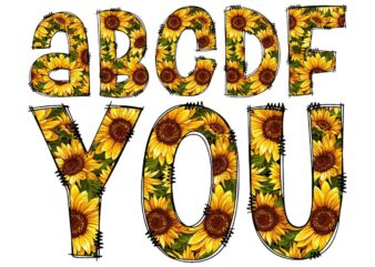 ABCDEF You sunflower pattern sublimation tshirt graphic design, Sunflower vector, sunflower clipart, sunflower shirt design press transfer iron on