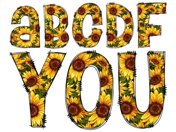 Abcdef you sunflower pattern sublimation tshirt graphic design, sunflower vector, sunflower clipart, sunflower shirt design press transfer iron on