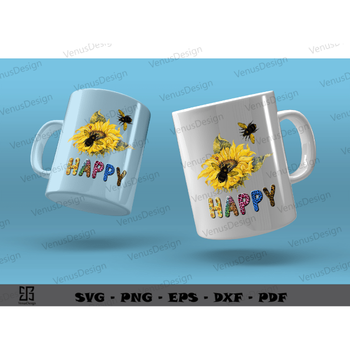 Happy Bee Day Sublimation Files & Bee Sunflower Art PNG files, Bumble bee cameo htv prints, Cute bee vector sublimation design