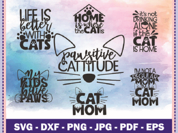 20 cat mom quotes svg bundle, pet mom, cat mom saying cut file, funny quotes, clipart, vector, printable, commercial use, instant download 804369981