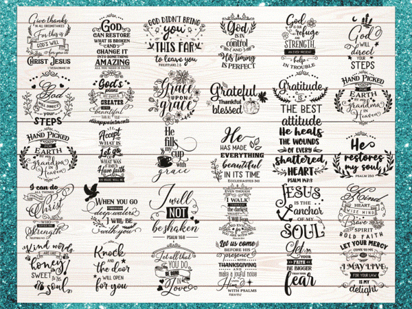Bundle 100 religious quotes svg, cut files for cameo, cricut and curio, christian designs, psalm quotes, faith quotes, digital download 826409000