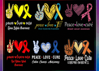 25 Designs Peace love Cure PNG Bundle, Peace Love Cure Sublimation, Peace Love Cure PNG, Awareness Designs, Commercial Use, Digital Download 932855979