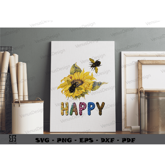 Happy Bee Day Sublimation Files & Bee Sunflower Art PNG files, Bumble bee cameo htv prints, Cute bee vector sublimation design