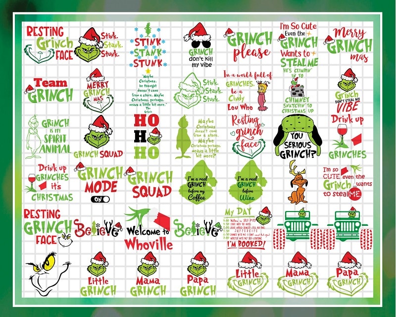Bundle 200+ Grinch Svg Grinch Bundle, Merry Grinchmas, Grinch’s Face, Grinch Tree, SVG/PNG/DXF Files for Cricut, Silhouette, Digital Download 921991415
