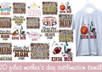 Mother’s Day baseball mom bundle, sport mom t shirt graphic design, sport mom sublimation files, Awesome mom shirt leopard pattern animal print vector