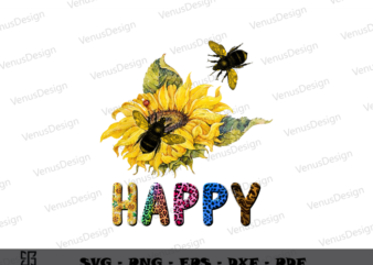 Happy Bee Day Sublimation Files & Bee Sunflower Art PNG files, Bumble bee cameo htv prints, Cute bee vector sublimation design