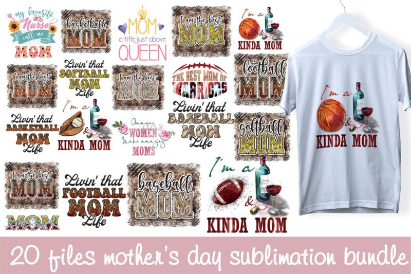 Mother’s Day baseball mom bundle, sport mom t shirt graphic design, sport mom sublimation files, Awesome mom shirt leopard pattern animal print vector