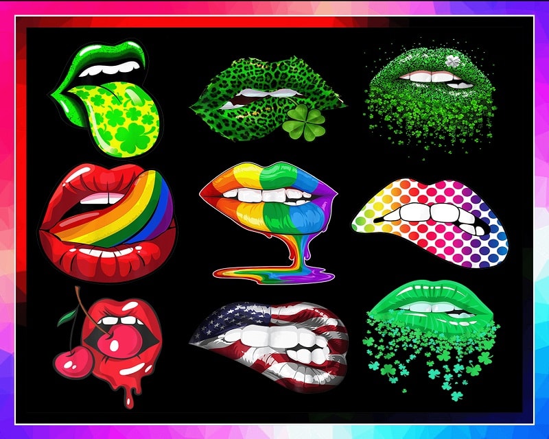 35 Designs Lips PNG, Kiss Lips Png, Dripping Lips, Leopard Lips, Sexy Biting Lips, Green Lips PNG, Colorful Lips, Digital Download 980018931