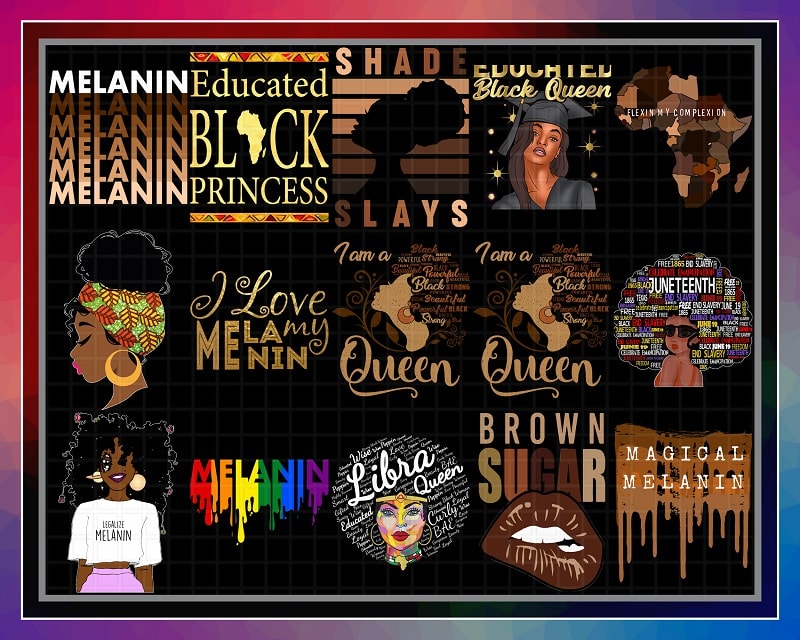 Bundle 50 Designs Melanin PNG, BAE Black & Educated Afro, Black Girl Graduation 2020, Curly Coily Curvy Png, Black Queen, Digital Download 879820174