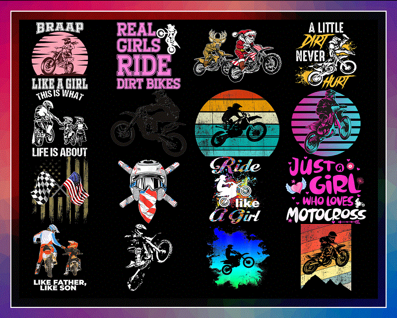 Bundle 54 Designs Motocross Png, Real Girl ride dirt bikes PNG, Dirt bike png, motorcycle png, vinyl motorbike png, dirtbike, Digital Download 923316451