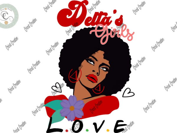 Black girl , girl delta love diy crafts, sorority clipart svg files for cricut, delta elephant silhouette files, trending cameo htv prints t shirt template