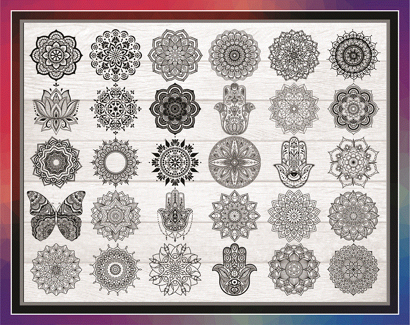 Bundle 100 Flower Mandala Designs, SVG PNG JPG, Mandala svg files for Cricut, Clipart Vector, Mandala Cut File, Flowers, Animal Shapes 877146316