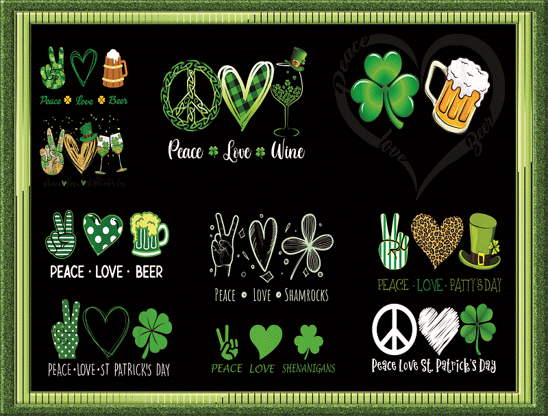 34 Peace Love St. Patrick’s Day PNG Bundle, Gnome Patricks Day PNG, St Patrick’s Day Png, Peace Love Png, Peace Love Clover Sublimation Png 967253285