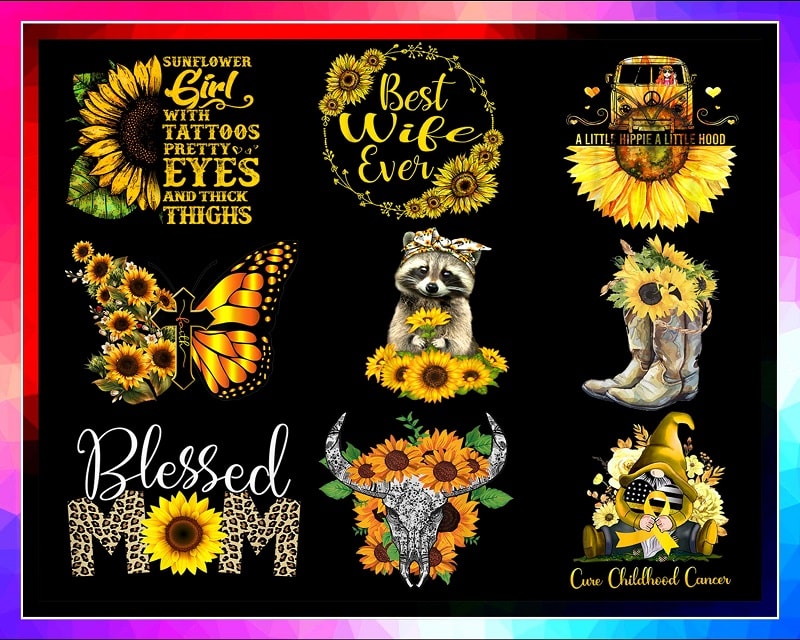 Combo 25 Designs Sunflower Png Bundle, Flower Png, Sunflower Butterfly Monarch Png, Sunflower Quotes, Sunflower Skull Png, Digital Download 944194299