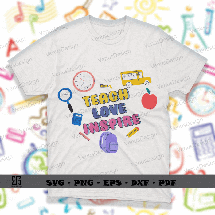 Teach Love Inspire Heart SVG File For Cricut, Teachers Day Tshirt Design