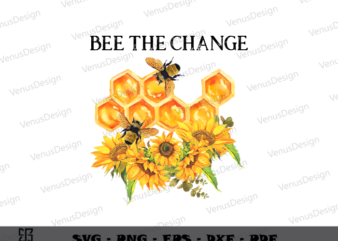 Honey Bee Day Watercolor Vector Sublimation Files & Yellow Bee Sunflower Clipart Png Files