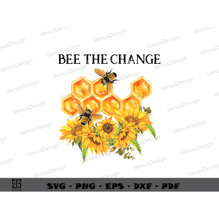 Honey Bee Day Watercolor Vector Sublimation Files & Yellow Bee Sunflower Clipart Png Files