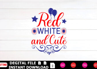 Red White and Cute T-shirt Design cut files