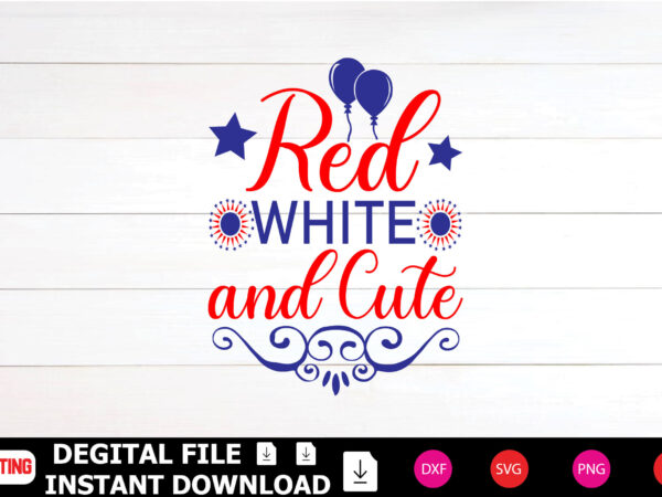 Red white and cute t-shirt design cut files