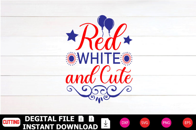 Red White and Cute T-shirt Design cut files