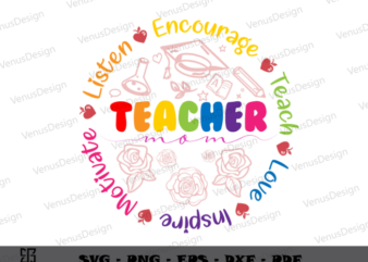 Teacher Mom Word Art SVG PNG Design, Teachers Day Tshirt Designs
