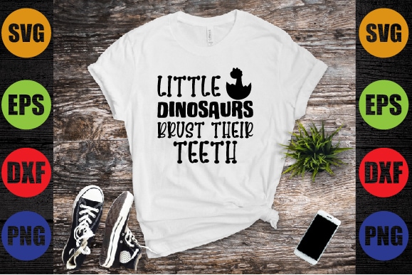 Little dinosaurs brust their teeth t shirt vector graphic