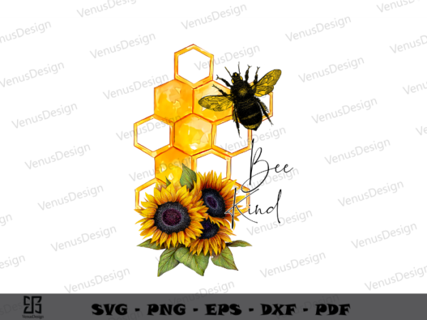 Honey bee kind sublimation files & bee sunflower art png files, animal lover cameo htv prints, bee vector silhoutte files, yellow bee art sublimation design