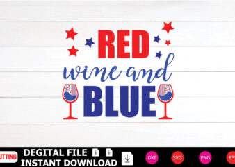 Red wine and Blue T-shirt Design cut files