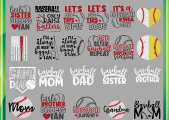 Baseball bundle SVG, Baseball Junkie Svg, Love Baseball, Baseball Fan Svg, Baseball Mom SVG, It’s a Baseball Kinda Day, Printable Baseball 707852096 t shirt template