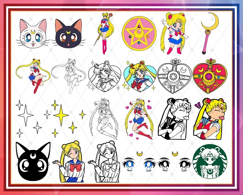129 Designs Sailor Moon svg Bunde, Sailor Moon svg png dxf, Sailor Moon svg cut fies, Sailor Moon Cipart, MusicArtStore Digital Download 1012450543