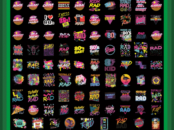 Combo 89 rad 1980s png, totally rad 1990s, miss the 80s png, retro neon png, 80s rainbow png, 90s retro png, totally rad png, i love 80s png 1017919501 t shirt vector file