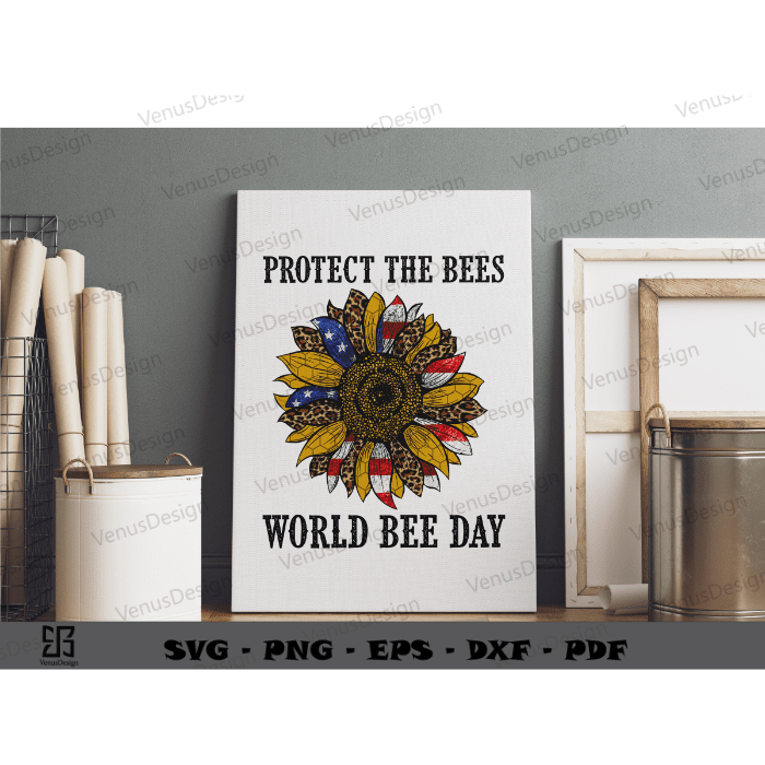 Bee Day America Sunflower Quote PNG Sublimation design, Bee Sunflower Art Cameo Htv Prints , Bee American Flag Pattern Png Files