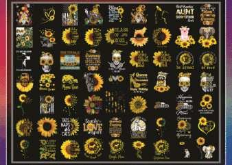 65 Designs Sunflower PNG Bundle, Funny Skull Sunflower, American Flag Sunflower png, You Are My Sunshine png, Digital Download PNG Bundle 920973767
