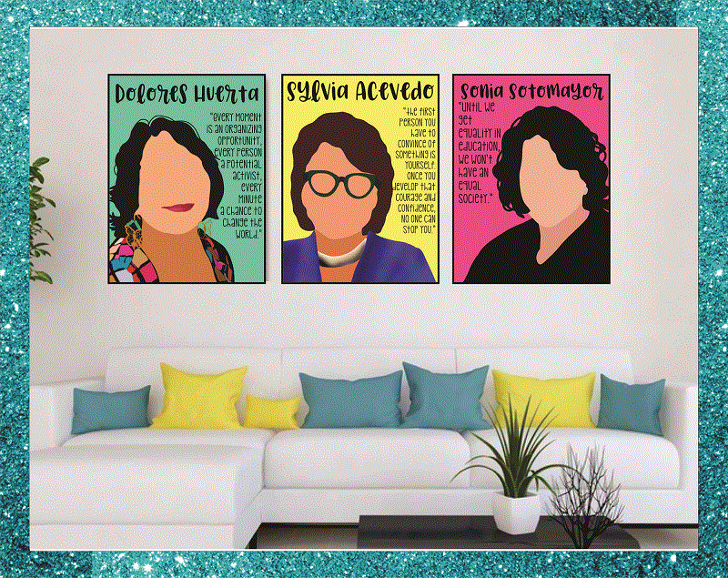 Bundle 8 Latina Leaders Poster Pack, Empowered Women, Changemakers, World Changers, Rainbow, Aesthetic, Printable, Classroom, Social Justice 1045886933