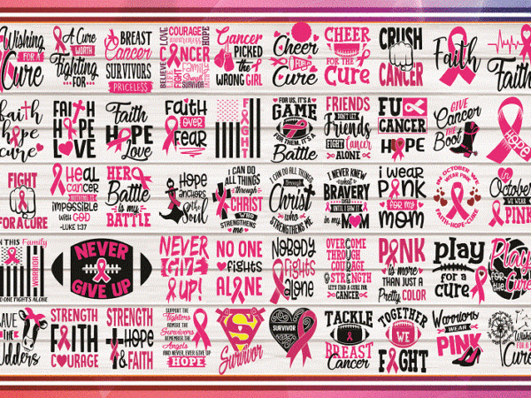 Combo 50 breast cancer svg, dxf, png, breast cancer svg, cancer awareness svg, cancer survivor svg, fight cancer svg, cricut file 983531177 t shirt vector file